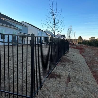 Black Aluminum Fence project by Andrew's Landscaping in the Charlotte NC area