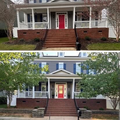 Brick Front Steps project by Andrew's Landscaping in the Charlotte NC area