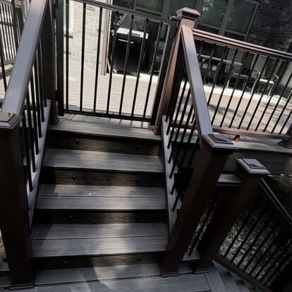 Deck Stairs & Railing project by Andrew's Landscaping in the Charlotte NC area