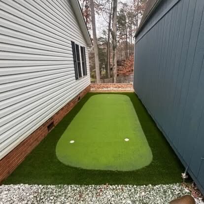 Side Yard Putting Green project by Andrew's Landscaping in the Charlotte NC area